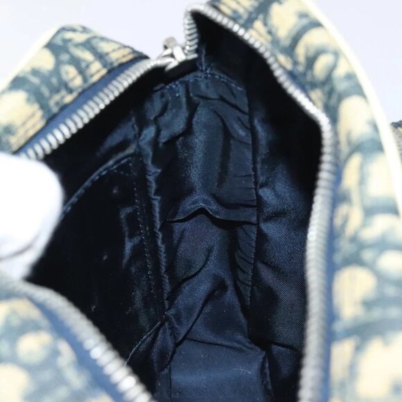 Christian Dior Trotter Canvas Shoulder Bag Navy Gold Auth BD2276 - Picture 11 of 16